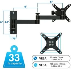 Mount-It! Full-Motion Single Monitor Wall Arm Mount,Up To 30", Black (MI-404) 15 Mount-It! Full-Motion Single Monitor Wall Arm Mount,Up To 30", Black (MI-404) -Ergot Office Furniture Shop sp163926469 s7