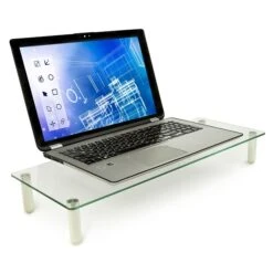 Mount-It! Glass Monitor Riser, 22" Wide, Clear (MI-7263) -Ergot Office Furniture Shop sp163926472 s7