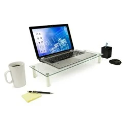 Mount-It! Glass Monitor Riser, 22" Wide, Clear (MI-7263) -Ergot Office Furniture Shop sp163926473 s7