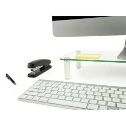 Mount-It! Glass Monitor Riser, 22" Wide, Clear (MI-7263) -Ergot Office Furniture Shop sp163926775 s7
