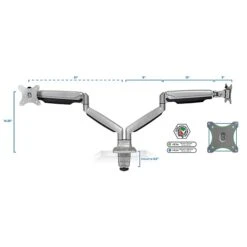 Mount-lt! Adjustable Dual Monitor Arm Mount, Up To 32", Silver (MI-1772) -Ergot Office Furniture Shop sp163926787 s7