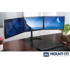 Mount-lt! Adjustable Triple Monitor Stand, Up To 27", Black (MI-2789)