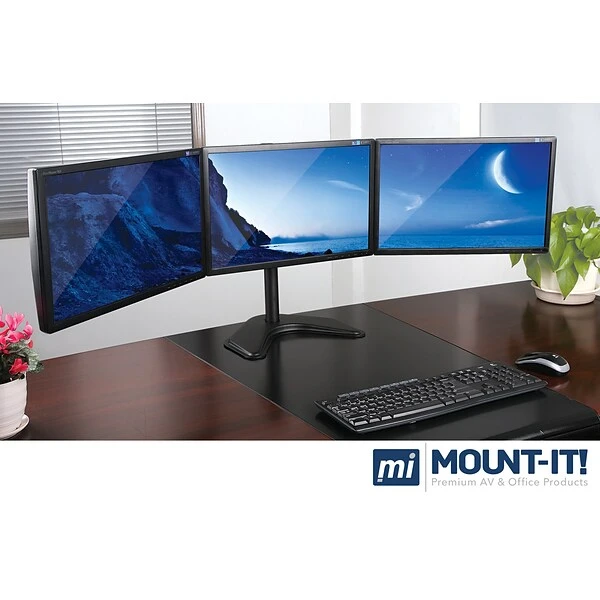 Mount-lt! Adjustable Triple Monitor Stand, Up To 27", Black (MI-2789) 1 Mount-lt! Adjustable Triple Monitor Stand, Up To 27", Black (MI-2789)
