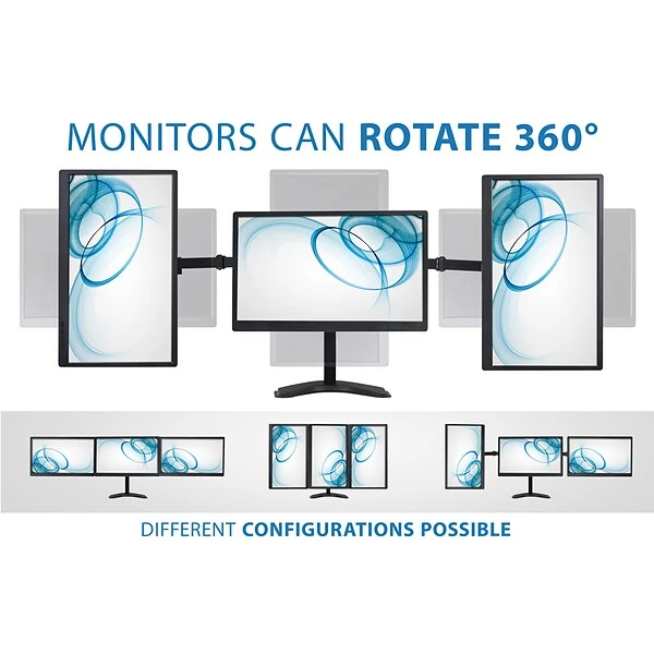 Mount-lt! Adjustable Triple Monitor Stand, Up To 27", Black (MI-2789) 4 Mount-lt! Adjustable Triple Monitor Stand, Up To 27", Black (MI-2789) - Image 4