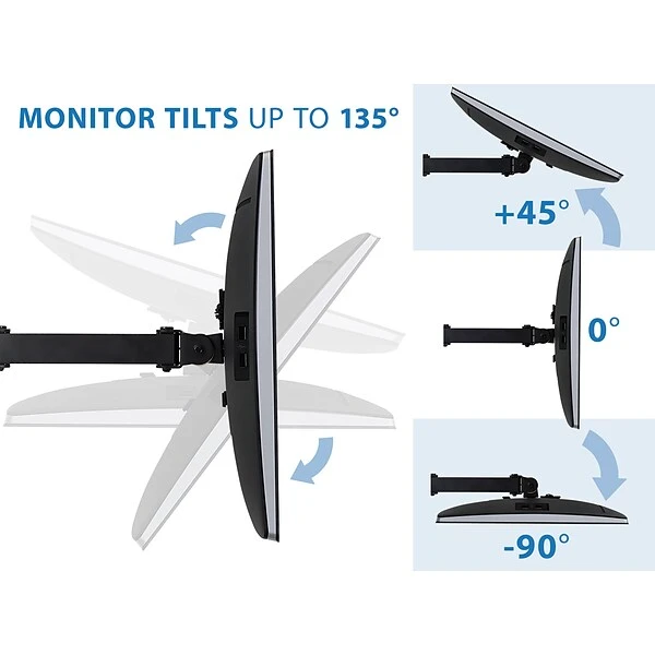 Mount-lt! Adjustable Triple Monitor Stand, Up To 27", Black (MI-2789) 5 Mount-lt! Adjustable Triple Monitor Stand, Up To 27", Black (MI-2789) - Image 5