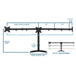 Mount-lt! Adjustable Triple Monitor Stand, Up To 27", Black (MI-2789) 15 Mount-lt! Adjustable Triple Monitor Stand, Up To 27", Black (MI-2789) -Ergot Office Furniture Shop sp163926823 s7