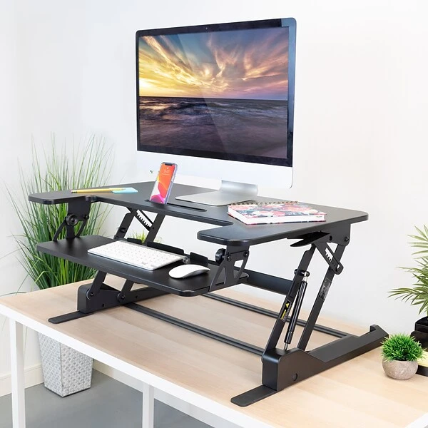 Mount-It! 36"W Standing Desk Converter, Plastic/Steel (MI-7926) 2 Mount-It! 36"W Standing Desk Converter, Plastic/Steel (MI-7926) - Image 2