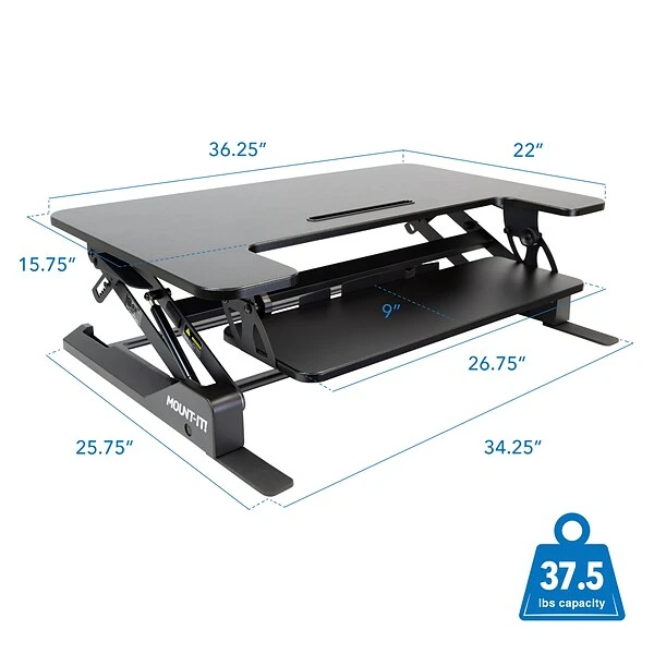 Mount-It! 36"W Standing Desk Converter, Plastic/Steel (MI-7926) 8 Mount-It! 36"W Standing Desk Converter, Plastic/Steel (MI-7926) - Image 8