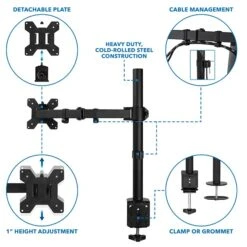 Mount-It! Adjustable Single Monitor Arm Mount, Black(MI-2751) -Ergot Office Furniture Shop sp163926943 s7