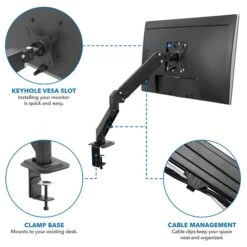 Mount It! Adjustable Single Monitor Gas Spring Arm Mount, Up To 32", Black (MI-5761) -Ergot Office Furniture Shop sp163926996 s7