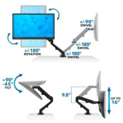 Mount It! Adjustable Single Monitor Gas Spring Arm Mount, Up To 32", Black (MI-5761) -Ergot Office Furniture Shop sp163927000 s7
