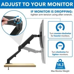 Mount It! Adjustable Single Monitor Gas Spring Arm Mount, Up To 32", Black (MI-5761) -Ergot Office Furniture Shop sp163927001 s7