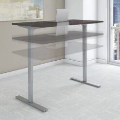 Bush Business Furniture Move 80 Series 23''-49'' Adjustable Standing Desk, Storm Gray/Cool Gray Metallic (HAT7230SGK)