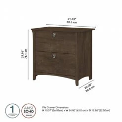 Bush Furniture Salinas 2-Drawer Lateral File Cabinet, Letter/Legal, Ash Brown, 31.73" (SAF132ABR-03) -Ergot Office Furniture Shop sp164749924 s7