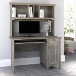 Bush Furniture Salinas 48" Computer Desk With Hutch, Driftwood Gray (MY72508-03)