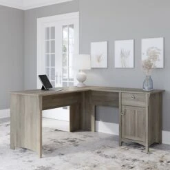 Bush Furniture Salinas 60" L-Shaped Desk, Driftwood Gray (SAD160DG-03)