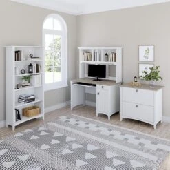 Bush Furniture Salinas 48" Computer Desk With Hutch, Shiplap Gray/Pure White (MY72808-03) -Ergot Office Furniture Shop sp164753567 s7