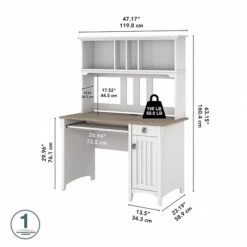 Bush Furniture Salinas 48" Computer Desk With Hutch, Shiplap Gray/Pure White (MY72808-03) -Ergot Office Furniture Shop sp164753583 s7