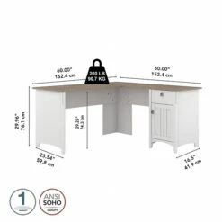 Bush Furniture Salinas 60" L-Shaped Desk, Shiplap Gray/Pure White (SAD160G2W-03) -Ergot Office Furniture Shop sp164754552 s7