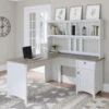 Bush Furniture Salinas 60" L-Shaped Desk With Hutch, Shiplap Gray/Pure White (SAL004G2W)