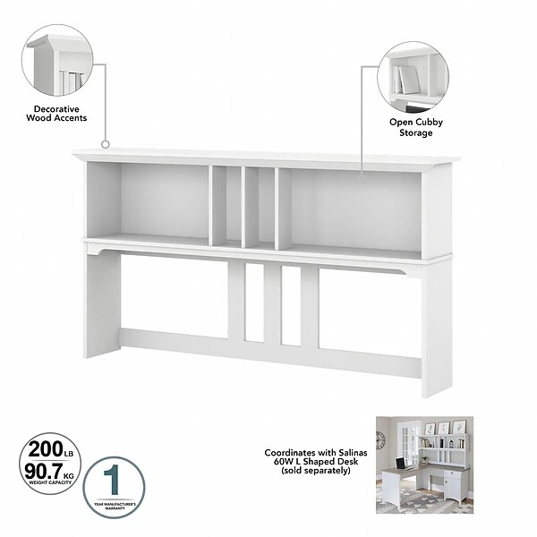 Bush Furniture Salinas 60" L-Shaped Desk With Hutch, Shiplap Gray/Pure White (SAL004G2W) 3 Bush Furniture Salinas 60" L-Shaped Desk With Hutch, Shiplap Gray/Pure White (SAL004G2W) - Image 3