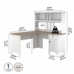 Bush Furniture Salinas 60" L-Shaped Desk With Hutch, Shiplap Gray/Pure White (SAL004G2W) 10 Bush Furniture Salinas 60" L-Shaped Desk With Hutch, Shiplap Gray/Pure White (SAL004G2W) -Ergot Office Furniture Shop sp164755369 s7