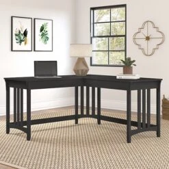 Bush Furniture Salinas 60" L-Shaped Writing Desk, Vintage Black (SAD260VB-03)