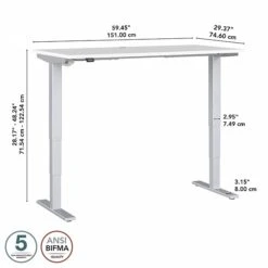 Bush Business Furniture Move 40 Series 28''-48'' Adjustable Standing Desk, White/Cool Gray Metallic (M4S6030WHSK) -Ergot Office Furniture Shop sp166198183 s7