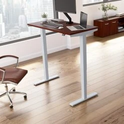 Bush Business Furniture Move 40 Series 28''-48'' Adjustable Standing Desk, Hansen Cherry/Cool Gray Metallic (M4S4824HCSK)