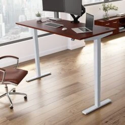 Bush Business Furniture Move 40 Series 28''-48'' Adjustable Standing Desk, Hansen Cherry/Cool Gray Metallic (M4S7230HCSK)