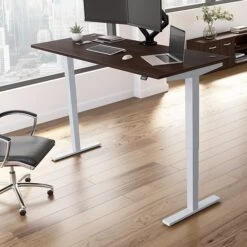 Bush Business Furniture Move 40 Series 28"-48" Adjustable Standing Desk, Black Walnut/Cool Gray Metallic (M4S7230BWSK)