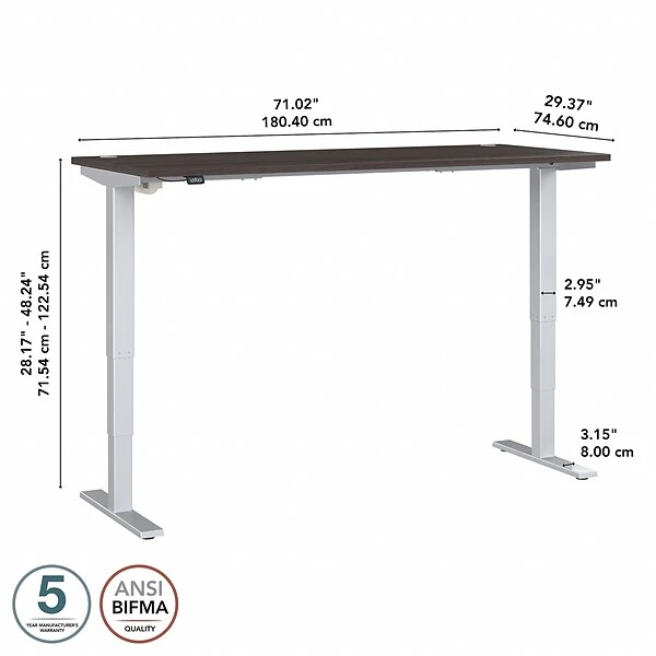 Bush Business Furniture Move 40 Series 28''-48'' Adjustable Standing Desk, Storm Gray/Cool Gray Metallic (M4S7230SGSK) 4 Bush Business Furniture Move 40 Series 28''-48'' Adjustable Standing Desk, Storm Gray/Cool Gray Metallic (M4S7230SGSK) - Image 4