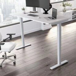 Bush Business Furniture Move 40 Series 28''-48'' Adjustable Standing Desk, White/Cool Gray Metallic (M4S7230WHSK)