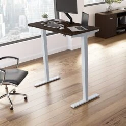 Bush Business Furniture Move 40 Series 28''-48'' Adjustable Standing Desk, Mocha Cherry/Cool Gray Metallic (M4S4824MRSK)