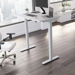 Bush Business Furniture Move 40 Series 28"-48" Adjustable Standing Desk, White/Cool Gray Metallic (M4S4830WHSK)