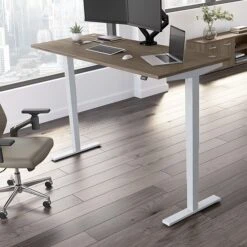 Bush Business Furniture Move 40 Series 28"-48" Adjustable Standing Desk, Modern Hickory/Cool Gray Metallic (M4S7230MHSK)