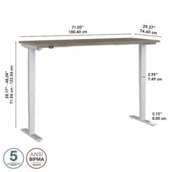 Bush Business Furniture Move 40 Series 28"-48" Adjustable Standing Desk, Modern Hickory/Cool Gray Metallic (M4S7230MHSK) -Ergot Office Furniture Shop sp166198536 s7