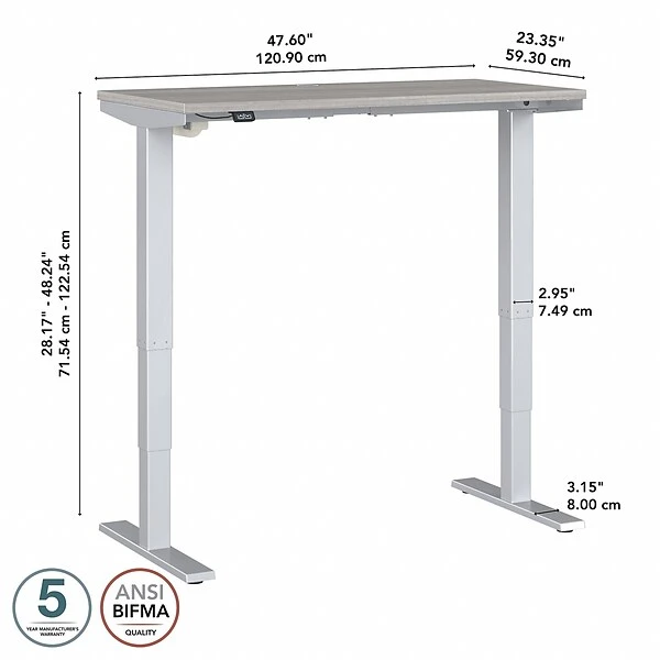 Bush Business Furniture Move 40 Series 28"-48" Adjustable Standing Desk, Platinum Gray/Cool Gray Metallic (M4S4824PGSK) 4 Bush Business Furniture Move 40 Series 28"-48" Adjustable Standing Desk, Platinum Gray/Cool Gray Metallic (M4S4824PGSK) - Image 4