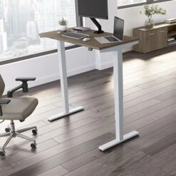 Bush Business Furniture Move 40 Series 28"-48" Adjustable Standing Desk, Modern Hickory/Cool Gray Metallic (M4S4824MHSK)
