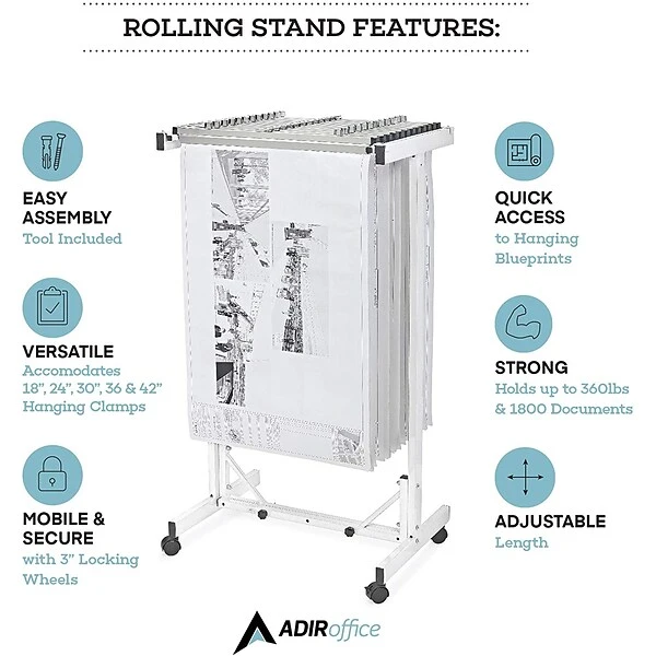 AdirOffice White Steel Expandable Mobile Plan Center (615-WHI) 2 AdirOffice White Steel Expandable Mobile Plan Center (615-WHI) - Image 2