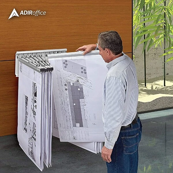 AdirOffice Pivot Wall Rack For Blueprints, White (617-WHI) 3 AdirOffice Pivot Wall Rack For Blueprints, White (617-WHI) - Image 3