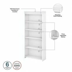 Bush Furniture Fairview 60" L-Shaped Desk With 5-Shelf Bookcase, Shiplap Gray/Pure White (FV007G2W) 9 Bush Furniture Fairview 60" L-Shaped Desk With 5-Shelf Bookcase, Shiplap Gray/Pure White (FV007G2W) -Ergot Office Furniture Shop sp168011960 s7