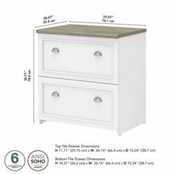 Bush Furniture Fairview 2-Drawer Lateral File Cabinet, Letter/Legal, Shiplap Gray/Pure White, 29.57" (WC53681-03) -Ergot Office Furniture Shop sp168353596 s7