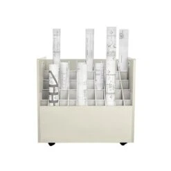 AdirOffice 50-Slot Roll File Cabinet, Mobile, White, 30", 2/Pack (626-WHI-2PK)