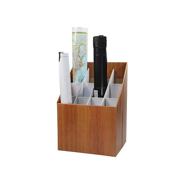 AdirOffice 12-Slot Roll File Box, Walnut, 15", 2/Pack (627-2PK) 1 AdirOffice 12-Slot Roll File Box, Walnut, 15", 2/Pack (627-2PK)