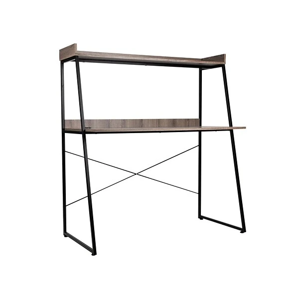 Mind Reader 47"W Desk With Top Shelf, Brown/Black (CTABTOP-BRN) 1 Mind Reader 47"W Desk With Top Shelf, Brown/Black (CTABTOP-BRN)