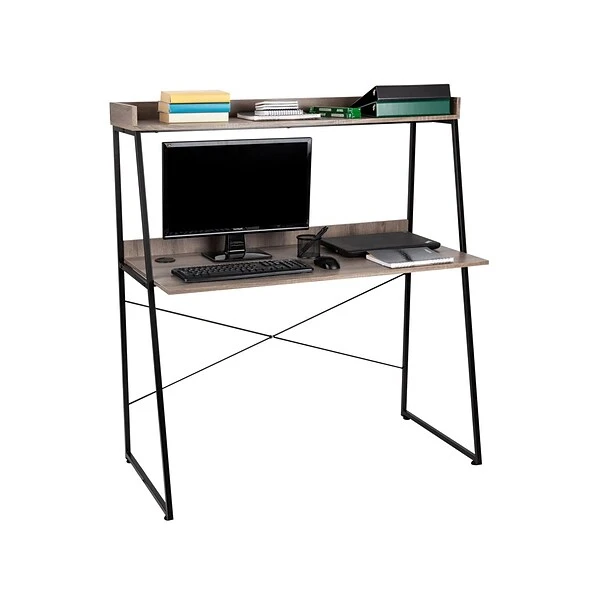 Mind Reader 47"W Desk With Top Shelf, Brown/Black (CTABTOP-BRN) 2 Mind Reader 47"W Desk With Top Shelf, Brown/Black (CTABTOP-BRN) - Image 2