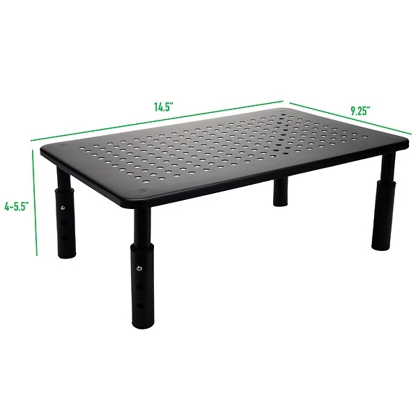 Mind Reader Adjustable Monitor Riser Stands, Black, Set Of 2 Stands (4LEGM2PK-BLK) 2 Mind Reader Adjustable Monitor Riser Stands, Black, Set Of 2 Stands (4LEGM2PK-BLK) - Image 2