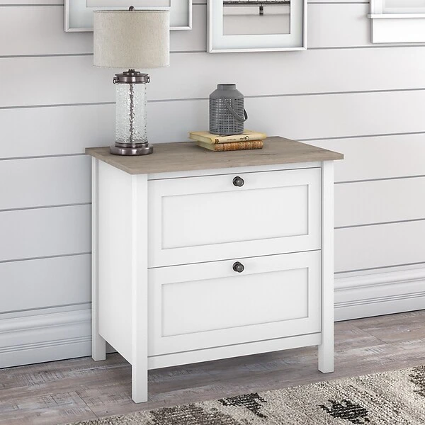 Bush Furniture Mayfield 2-Drawer Lateral File Cabinet, Letter/Legal, Pure White/Shiplap Gray, 30.79" (MAF131GW2-03) 1 Bush Furniture Mayfield 2-Drawer Lateral File Cabinet, Letter/Legal, Pure White/Shiplap Gray, 30.79" (MAF131GW2-03)