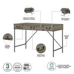 Kathy Ireland® Home By Bush Furniture Ironworks 48" Writing Desk With Drawers, Restored Gray (KI50301-03) -Ergot Office Furniture Shop sp176328690 s7